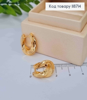 Сережки кільця Кручені, ширина 7мм, діаметр 1,6см, XUPING 18K 118714 фото
