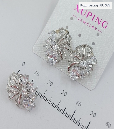 Серьги Цветочек с большими камнями родированным   Xuping 180369 фото 2
