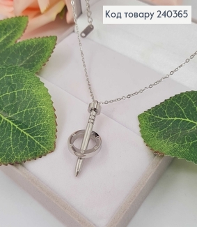 Цепочка серебряного цвета с подвеской в стиле Картье, дл. 40+5см, сталь Stainless Steel 240365 фото