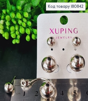 Сережки родированые гвоздики Диор с двумя шарами, Xuping 180842 фото