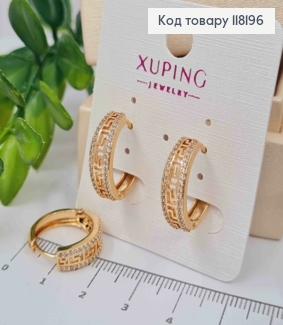Серьги кольца ВЕРСАЧЕ украшены камешками, диаметр 1,8см, Xuping 18К 118196 фото