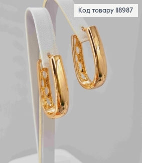 Сережки кільця "Овальні" , ширина 0,7см, довжина 2,5см, Xuping 18K 118987 фото
