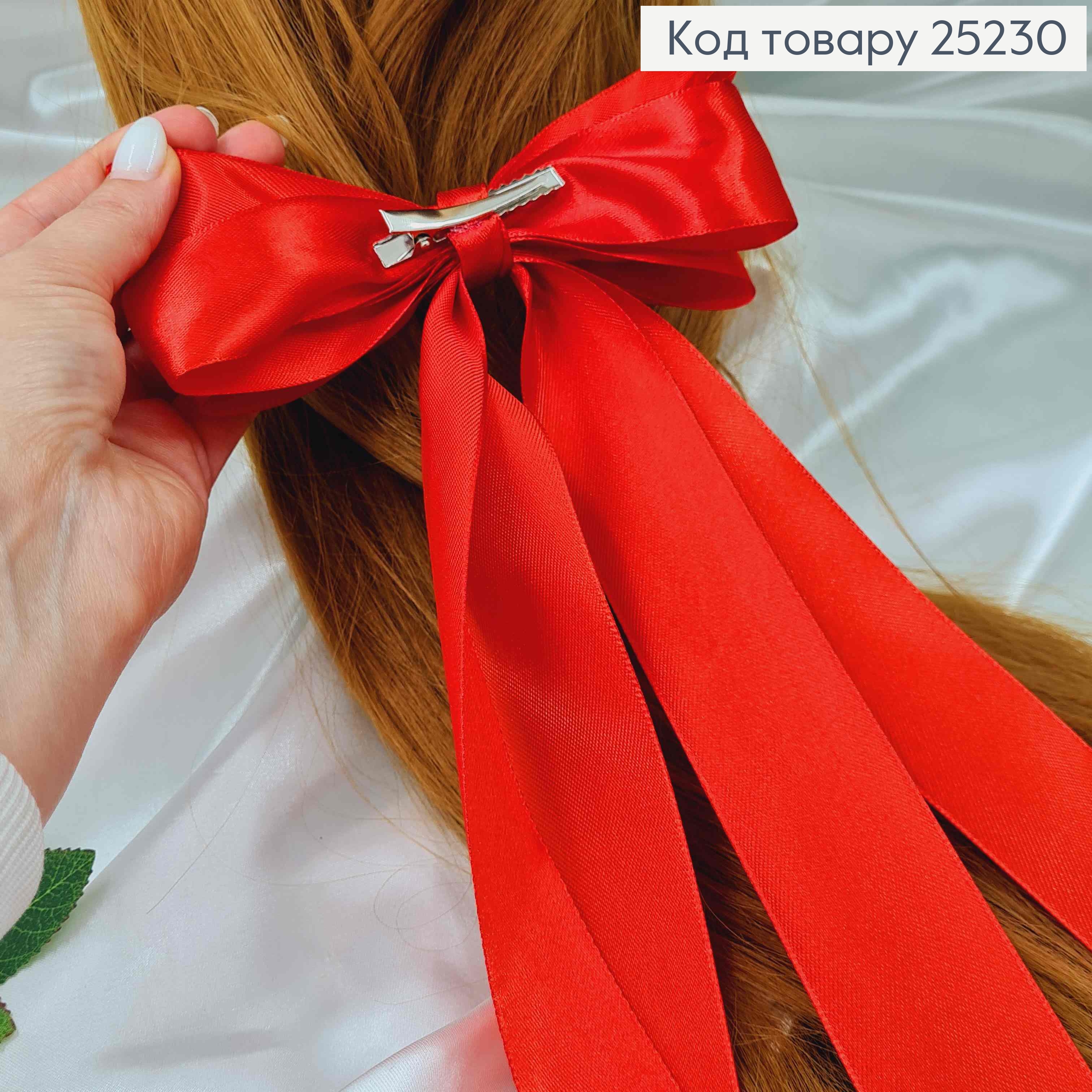 Заколка, Бант атласный, красного цвета, 16*27см. Ручная работа, Украина 25230 фото 2