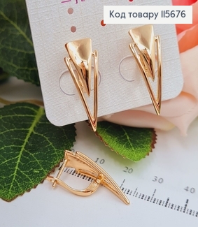 Сережки "Подвійні Трикутнички" 2,5см, англ. заст. Xuping 18K 115676 фото