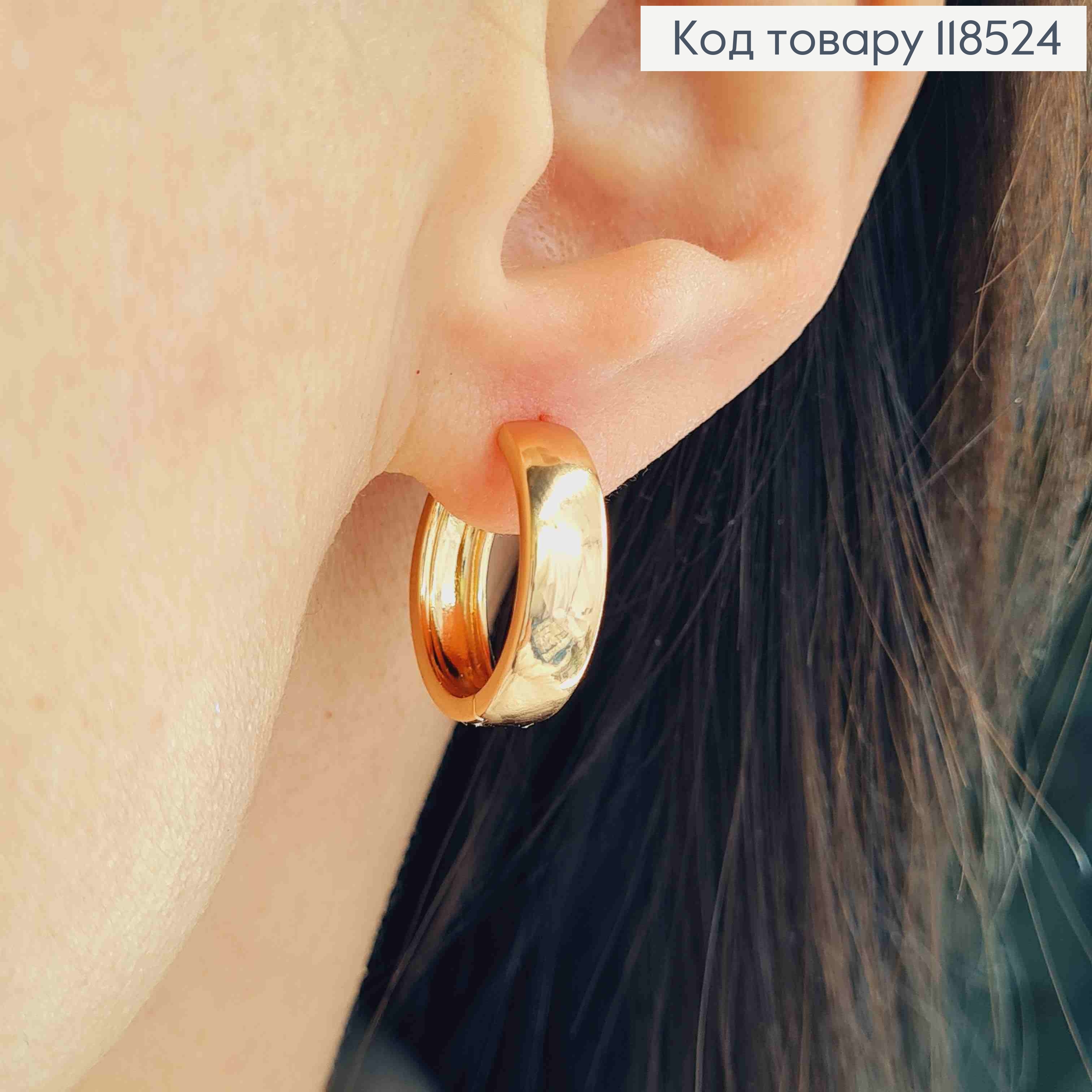 Сережки кільця Класичні, ширина 0,5см, діаметр 1,8см, Xuping 18K 118524 фото 2