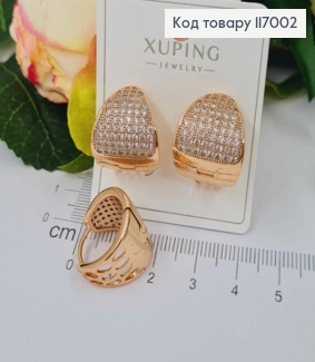 Серьги кольца 1,5см, в камешках, шир.1,5см, Xuping 18К 117002 фото