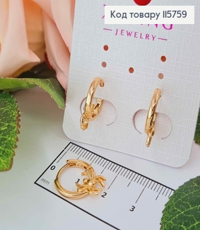 Сережки кільця 1,3см, З павучками на грані,1,2см Xuping 18K 115759 фото