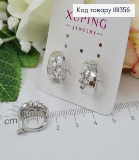 Серьги родованные, с выложенными камешками, шир.0,9см, англ. зам. Xuping 18K 181356 фото