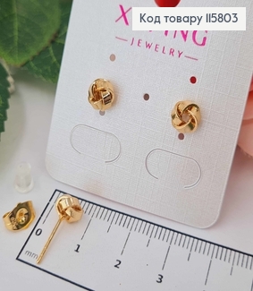Сережки гвоздики, Вузлик-Квіточка 1см, Xuping 18K 115803 фото
