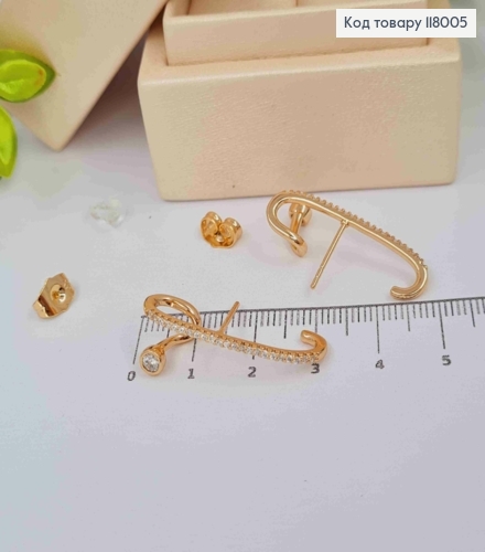 Сережки гвіздки, прикрашені Блискучими камінцями, 2,9см, Xuping 18K 118005 фото 2