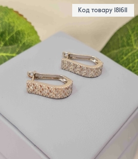 Серьги овальные украшены Блестящими камешками, длина 1,9см, англ застежка, Xuping 181611 фото