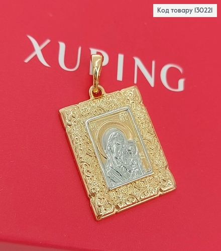 Иконка Богородица 1,8 * 2см родием медицинское золото Xuping 130221 фото 2
