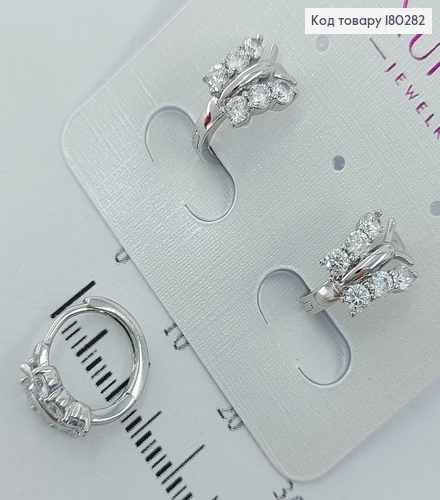 Серьги бабочка с камнями   серебро 18К Xuping 180282 фото 2
