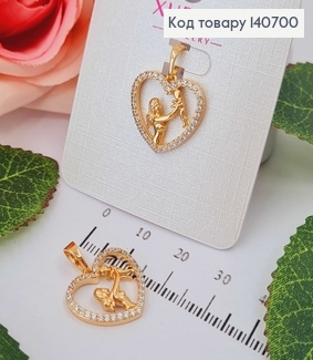 Кулон "Мама с ребенком" в сердечке из камней, Xuping 18K 140700 фото