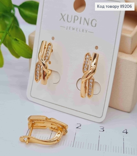 Серьги "Exclusive", украшенные Блестящими камешками, 1,7см, английская застежка, Xuping 18K 119206 фото 2