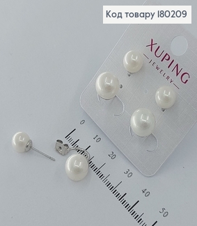 Серьги гвоздики с бусинками родированные медицинское золото Xuping 180209 фото