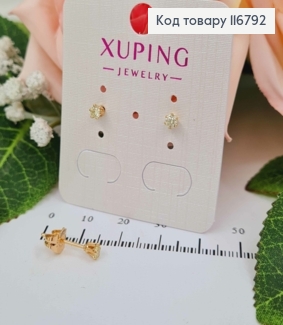 Серьги гвоздики, с Жовтеньким камешком, 2,5мм, Xuping 18K 116792 фото