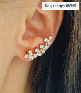 Серьги крючки, "Цвет Сакуры" с Блестящими камешками, дл. 2,5см, Xuping 18К 118543 фото