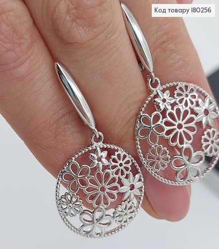 Серьги подвески с цветками  родированые медзолото Xuping  180256 фото 2