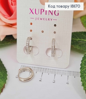 Серьги кольца 1,1см, родованные, в камнях, Xuping 181170 фото
