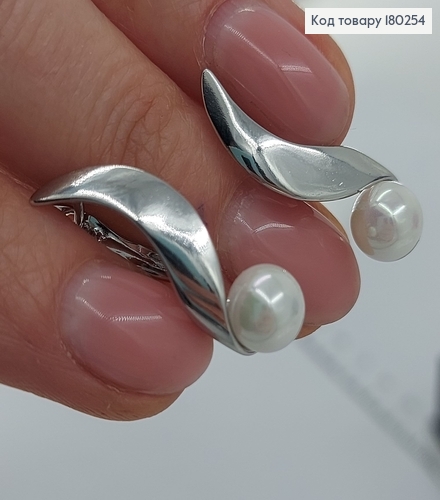 Серьги изысканые с жемчужыной родированые медзолото Xuping  180254 фото 2