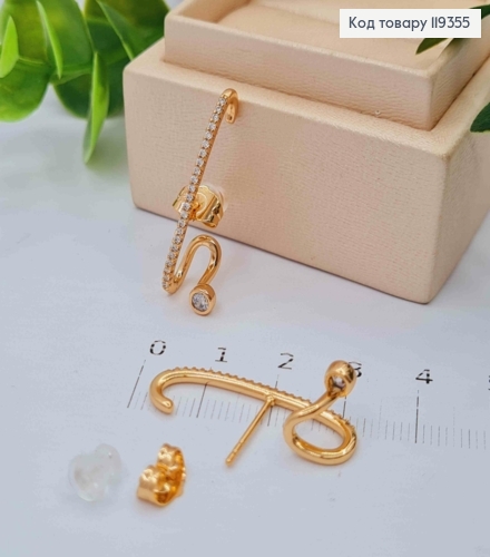 Серьги гвоздики, украшенные Блестящими камешками, 2,9см, Xuping 18K 119355 фото 2