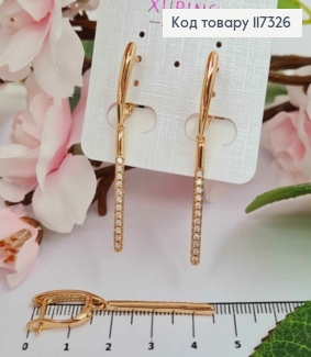Сережки з підвіскою в Камінцях, довжина 4,6см, англ застіба, Xuping 18К 117326 фото