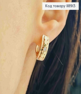 Серьги Прямоугольные украшены Блестящим камнем, 1,6см, английская застежка, Xuping 18K 118913 фото