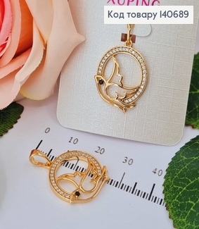 Подвеска Птичка в ободке с камнями, Xuping 18K 140689 фото