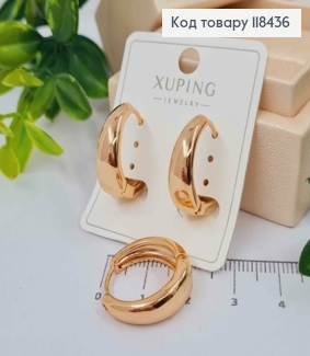 Серьги кольца с Расширением вниз, ширина 7мм, диаметр 2,1см, XUPING 18K 118436 фото