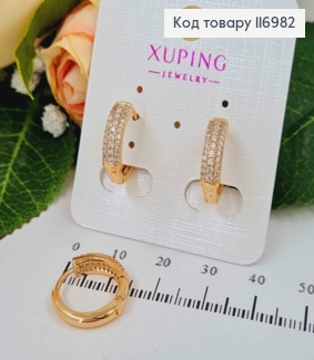 Серьги кольца 1,5см, с прямоугольной вставкой в камешках, Xuping 18K 116982 фото