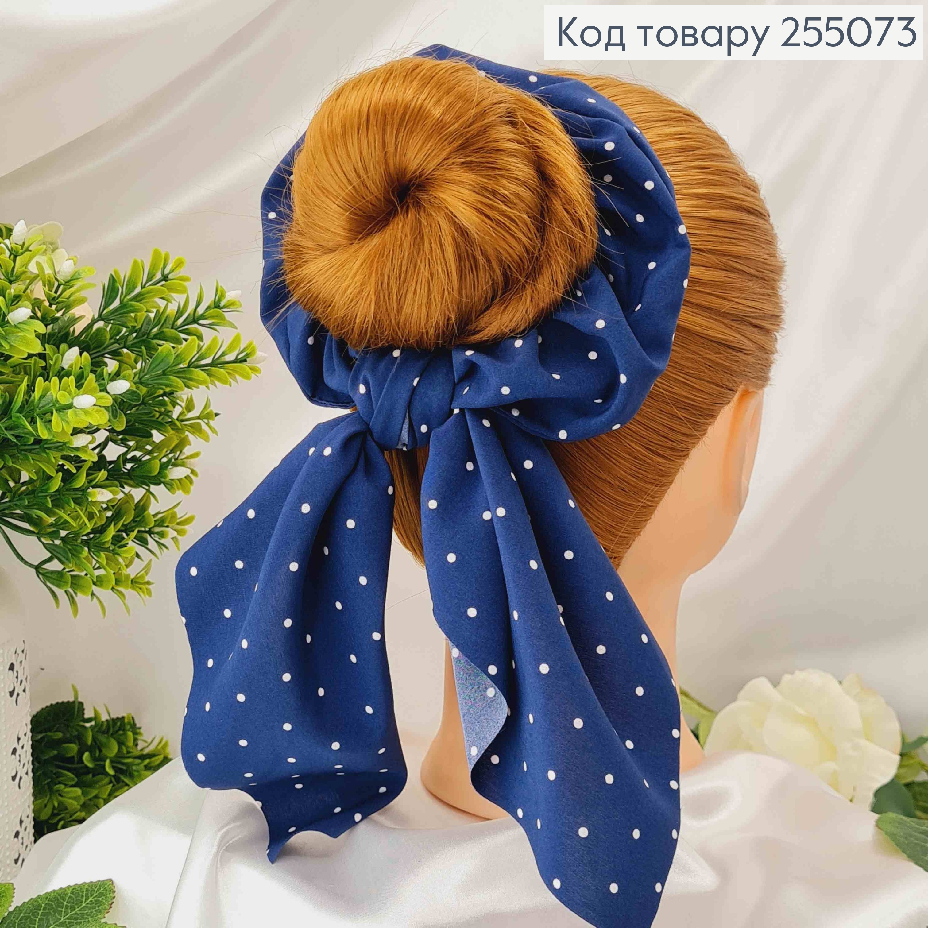 Резинка, Твіллі бант Синього кольору в горошок, 13*17см  255073 фото 1