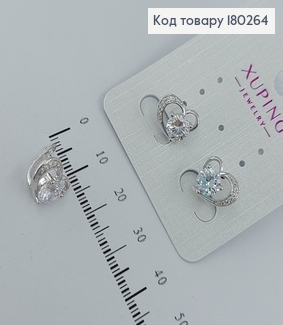 Серьги сердечка  с камушками родированые медзолото Xuping  180264 фото