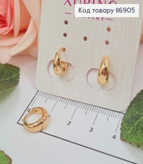 Серьги кольца заужены к верху "Капелька", диаметр 1,4см, Xuping 18K 116905 фото