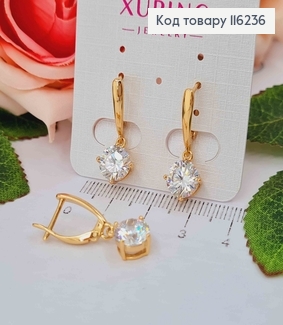 Серьги, с подвеской камешком 8мм, англ. застежка. Xuping 18K 116236 фото