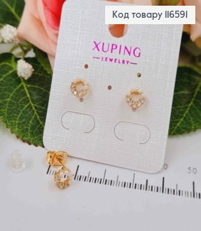 Серьги гвоздики, Кольцо в камнях и мелких жемчужинах, 0,5см, Xuping 18К 116591 фото