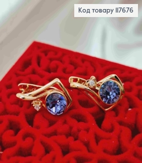Серьги "Музыка Сердца" с Фиолетовыми камнями Сваровски, 1,8см, англ. застежка, Xuping 18К 117676 фото
