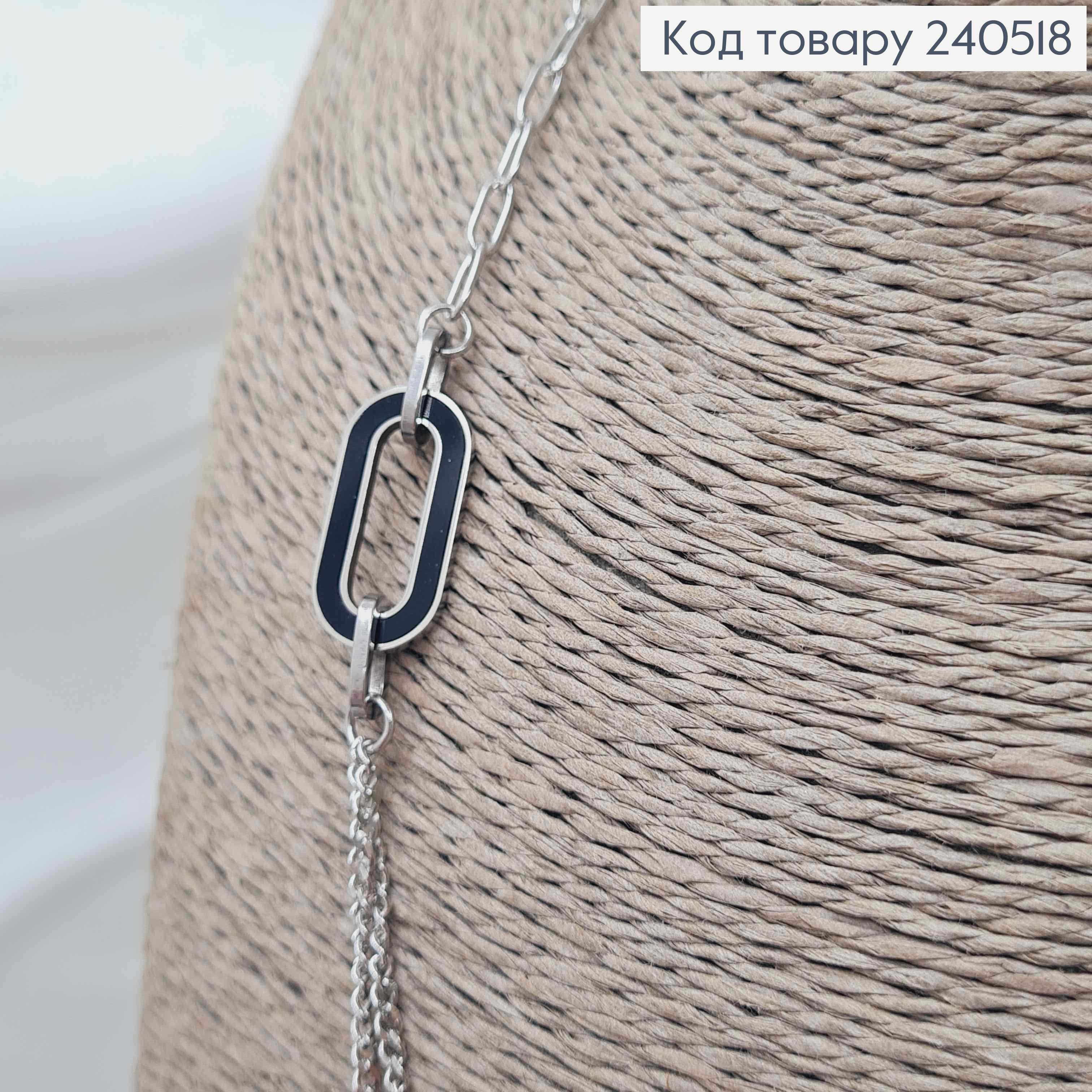 Ланцюжок подвійний, срібного кольору, з круглою підвіскою Van Cleef, 40+5см, сталь Stainless Steel 240518 фото 2