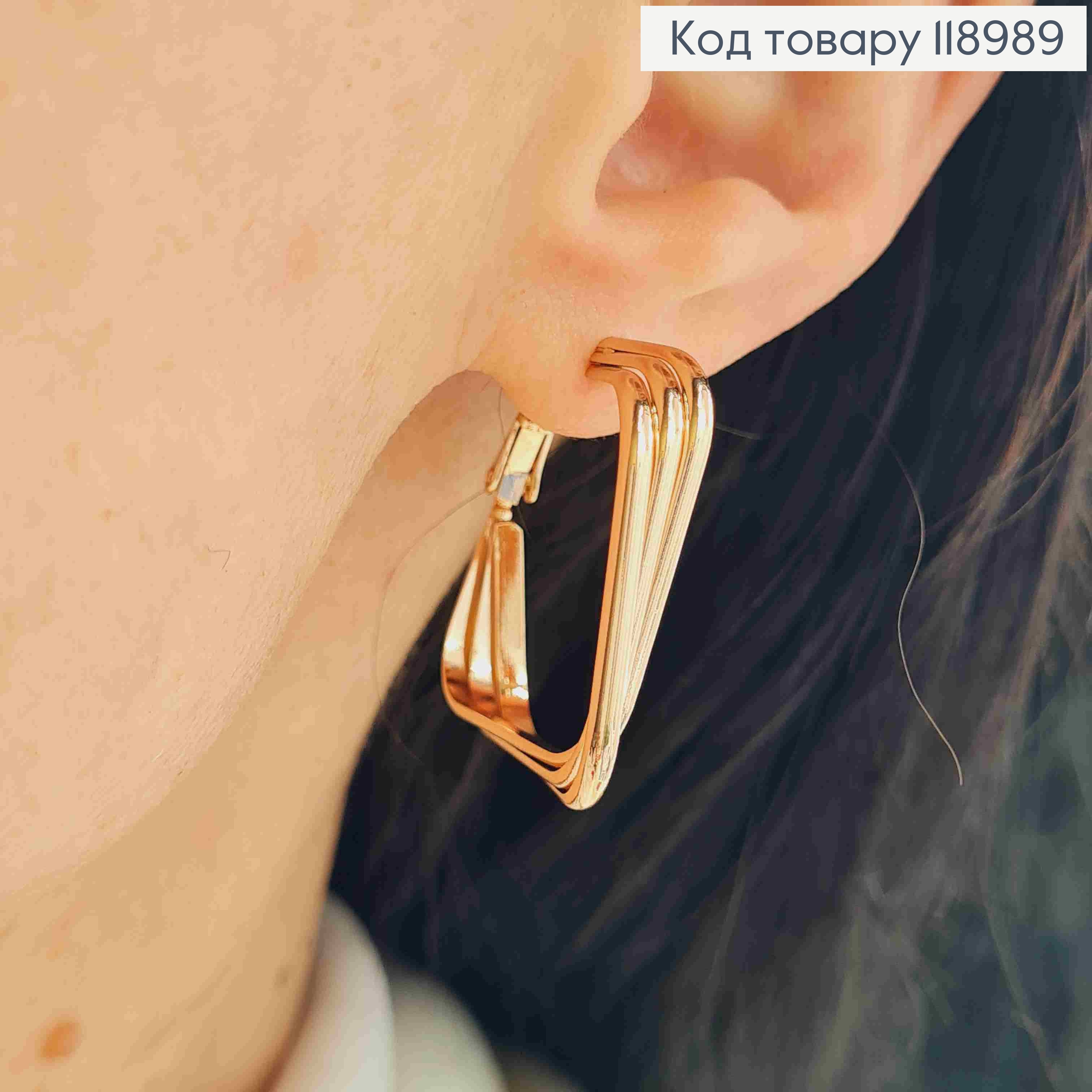 Сережки квадратні, довжина 2,9см,  Xuping 18K 118989 фото 3