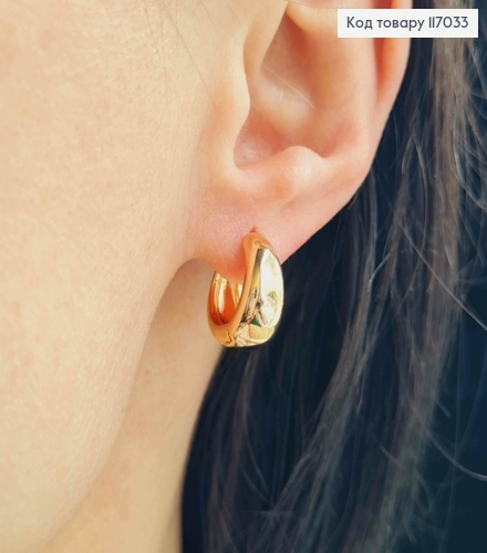 Сережки кільця 1см, шир.6мм, Xuping 18K 117033 фото 2