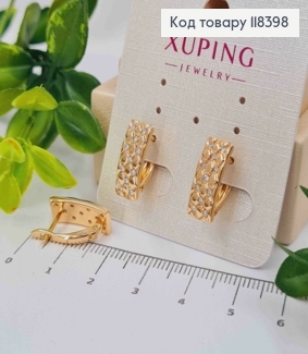 Серьги "Прямоугольные" украшены Блестящими камешками, 1,6*0,6 см, английская застежка, Xuping 18К 118398 фото