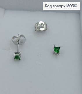 Серьги гвозди с зеленым камнем родироване медзолото Xuping 180310 фото