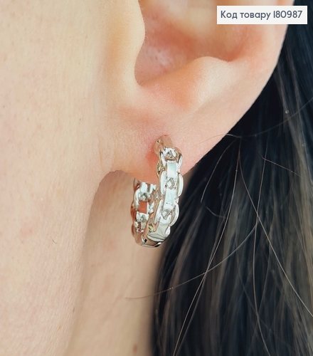 Серьги кольца родованные, с цепочкой, 1,7см Xuping 180987 фото 2