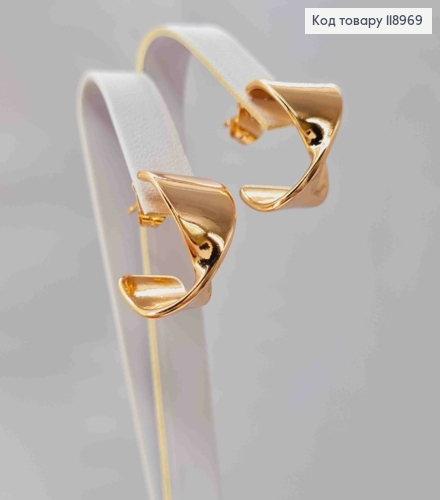 Серьги гвоздики "Песочные Часы", длина 1,5см, Xuping 18K 118969 фото 3
