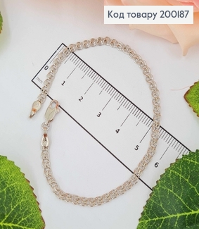 Браслет родованный, плетение двойной Лав, шир. 2,5мм, дл. 18см, Xuping 18K 200187 фото