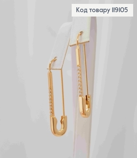 Сережки " ШПИЛЬКА " з блискучими камінчиками, довжина 3,4см, XUPING 18K 119105 фото