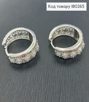 Серьги колечка Конго с камушками 1,8см родированые медзолото Xuping 180265 фото