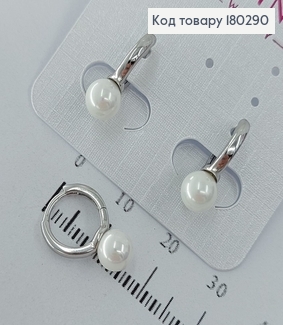 Серьги кольца с жемчужиной родироване медзолото Xuping 180290 фото