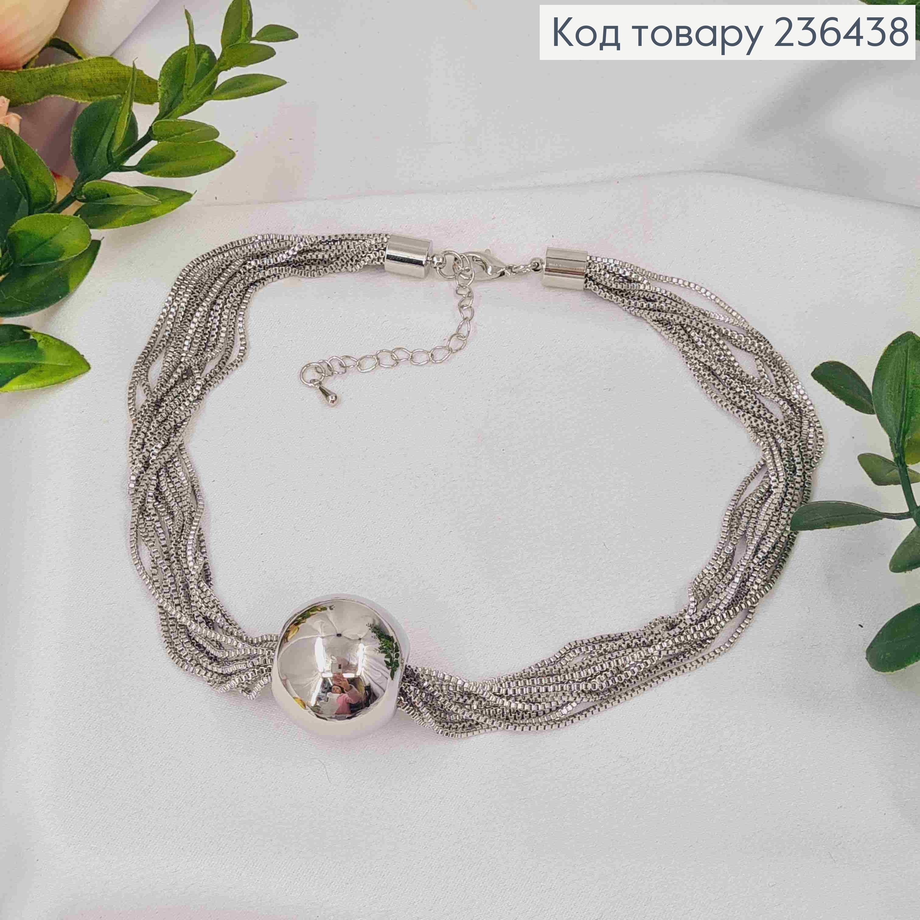 Бижутерия на шею БУСИНКА на цепочках, 37+6см, Серебряного цвета, Fashion Hand Made 236438 фото 2