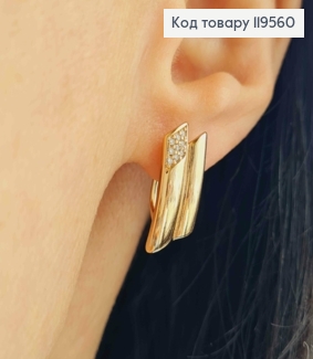 Серьги украшены Блестящими камешками, длина 1,9см, английская застежка, Xuping 18K 119560 фото
